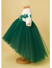 Green Lace Tulle High Low Flower Girl Dress